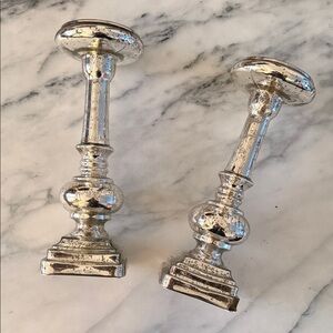 Pottery Barn Elegant Silver Candle Holders